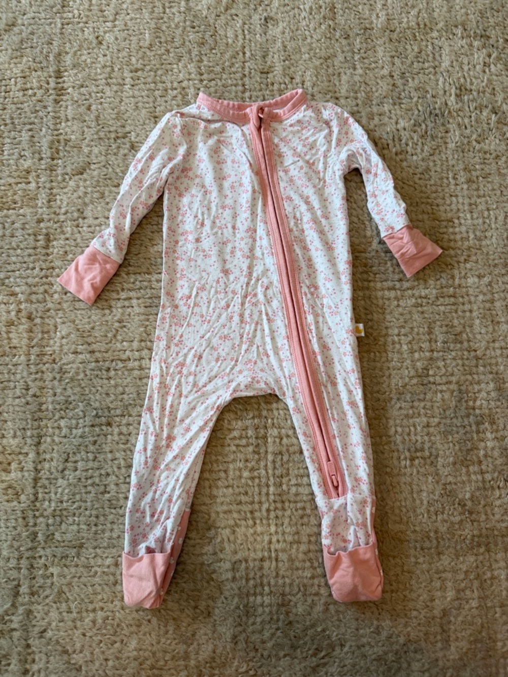 Posh Peanut Pink Floral Zip Footed One-Piece